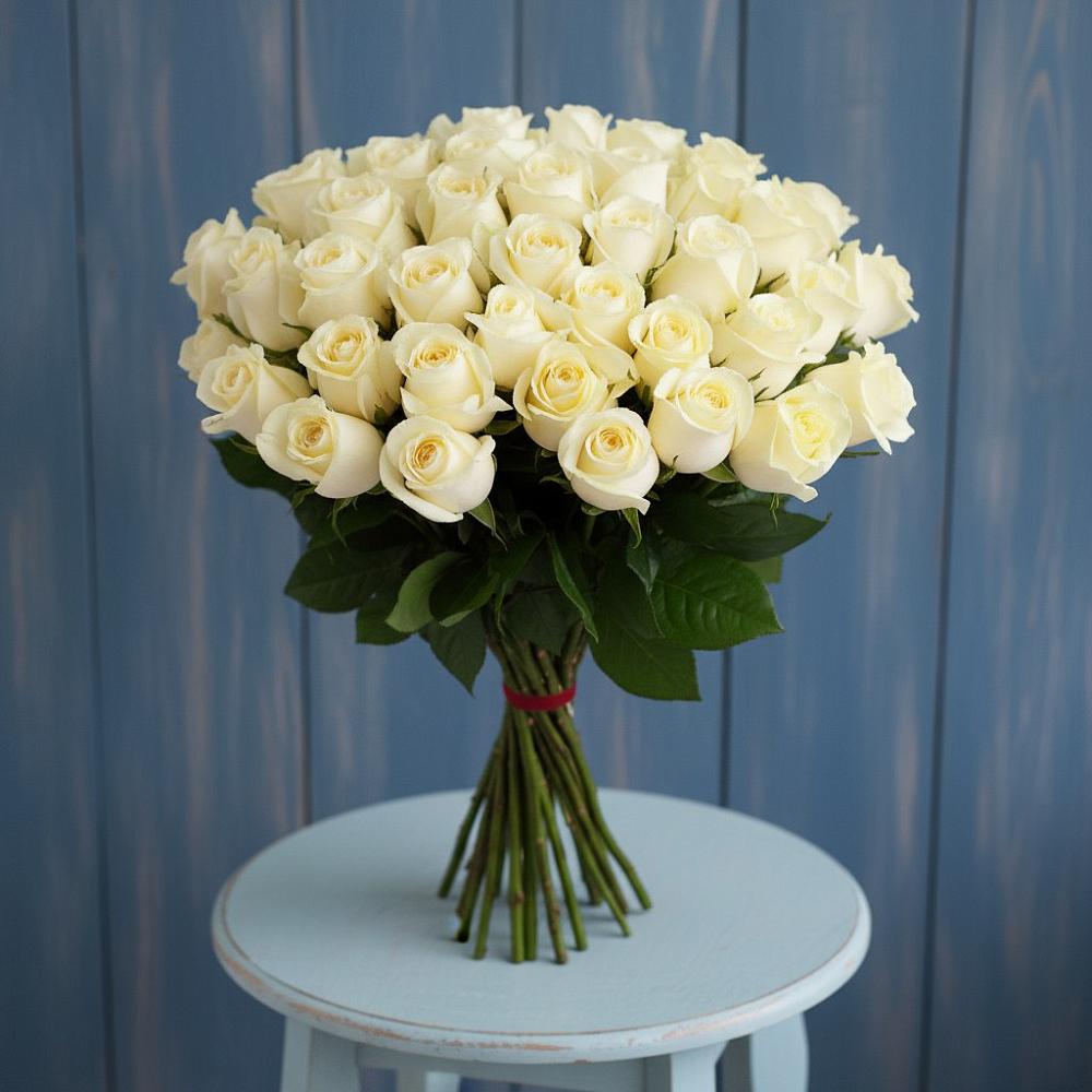 Букет 51 Белая роза Эдлесс Лав в Партизанске