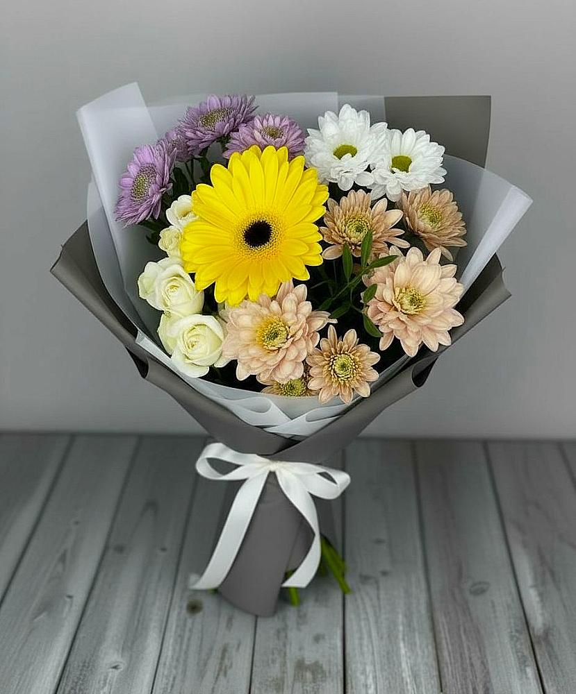 Букет цветов из: Розы, Герберы и Хризантемы в Партизанске