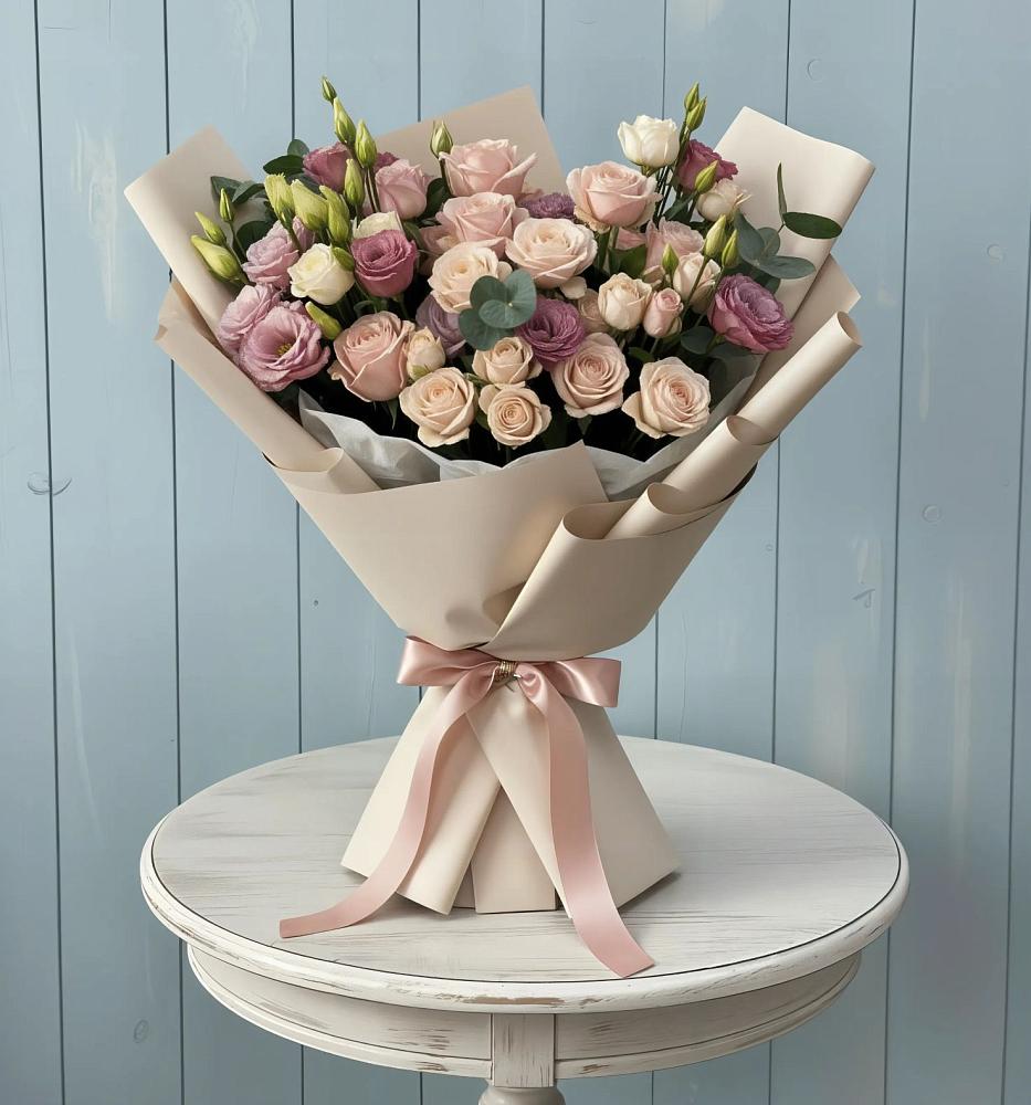 Букет цветов из: Розы и Лизиантусы в Партизанске