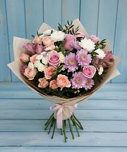 Букет цветов из:  Хризантемы, Розы и Альстромерии в Партизанске