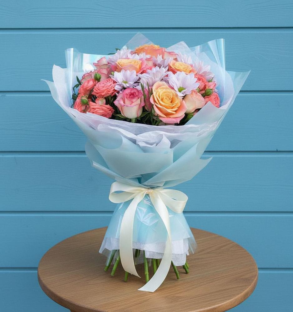 Букет цветов из: Хризантемы и Розы в Партизанске